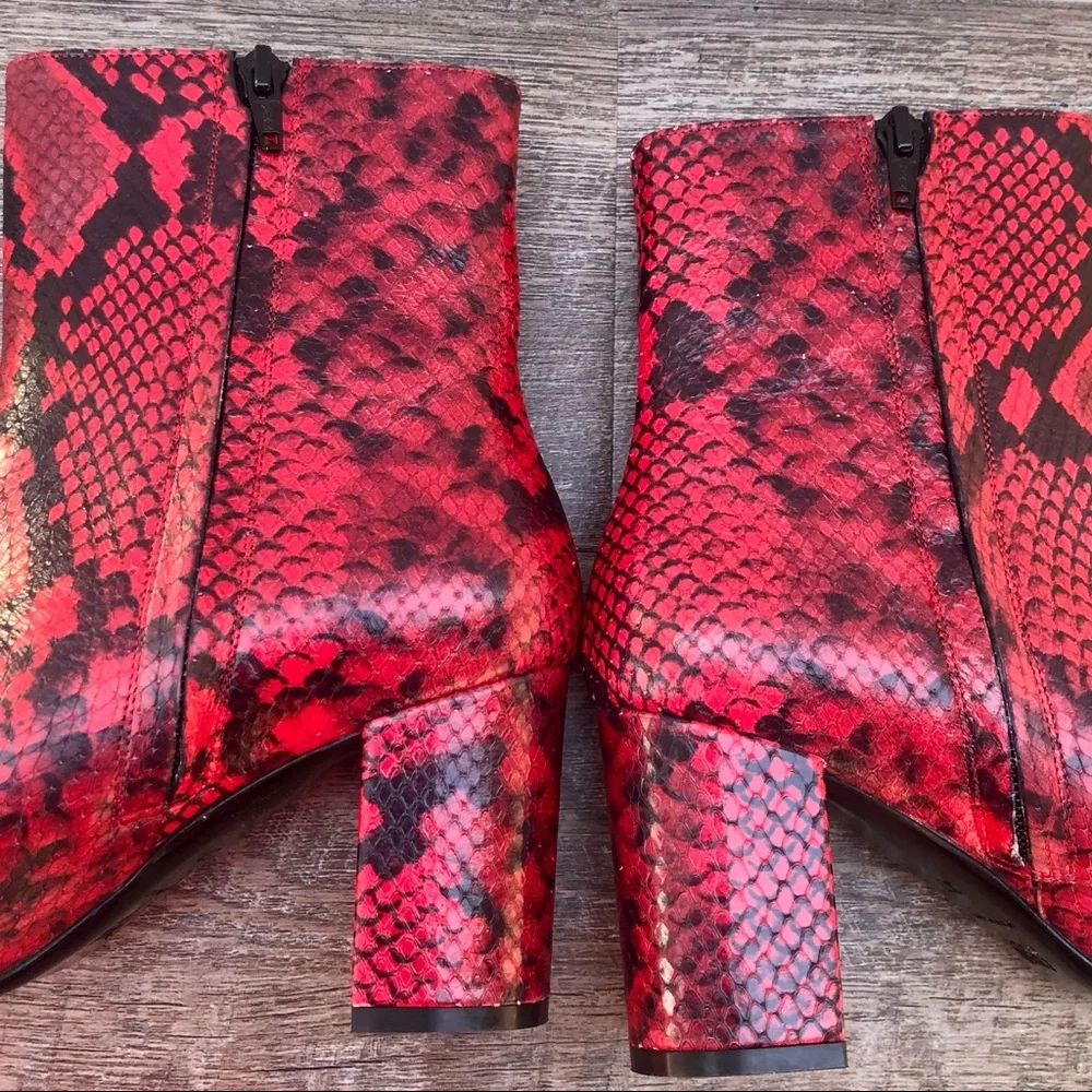 Cavalli Class Red Python Block Heel Boots - Picture 8 of 9